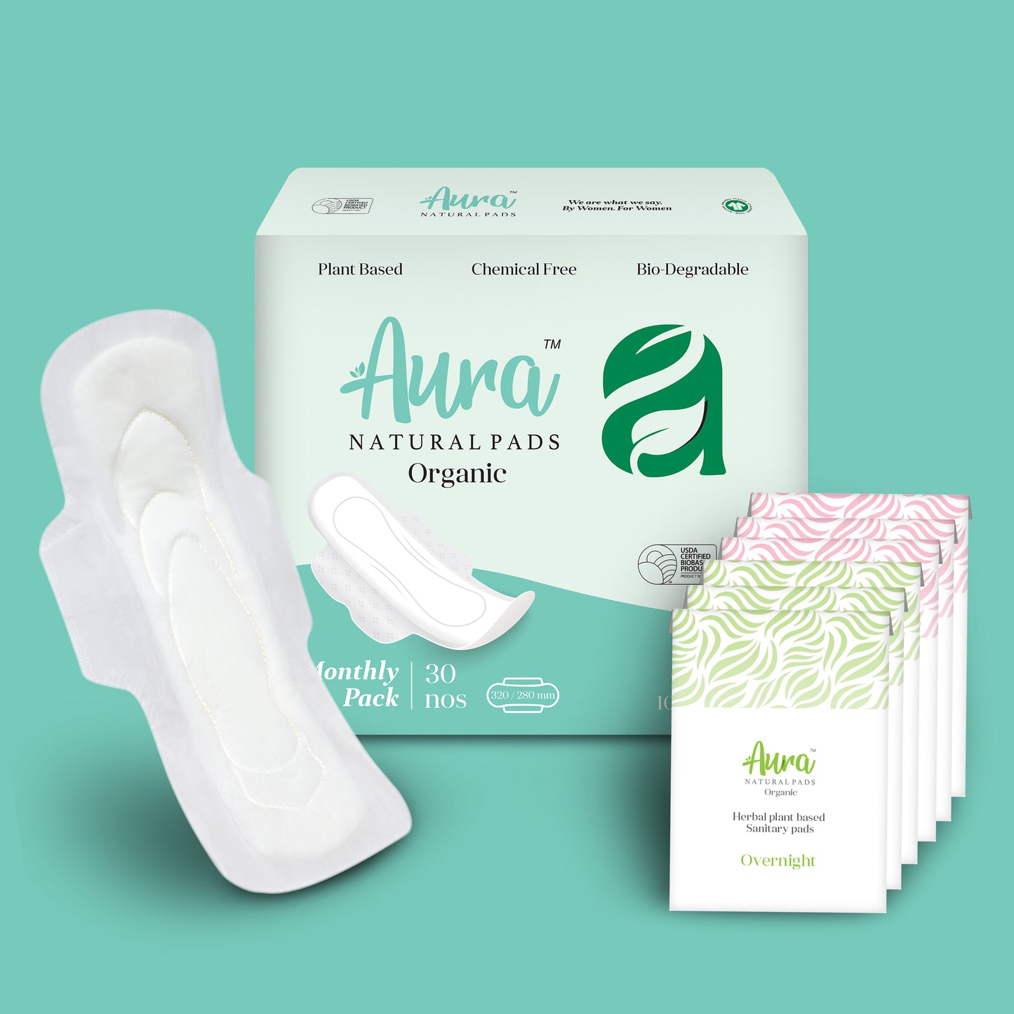 Aura Pads Day Night Bulk Pack ( 100 Day Pads + 50 Overnight Pads )