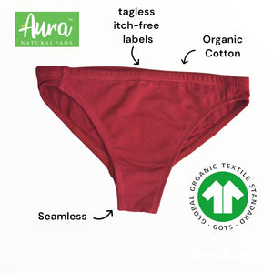 Aura Natural Period & All Time Panty -Organic Seamless Bikini for Women (2/pack)