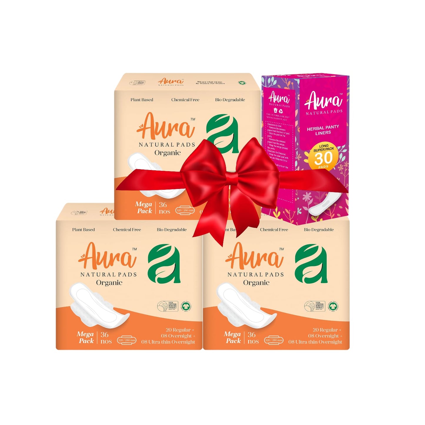 Aura Valentina Pack of 108 Pads + FREE 30 Panty Liner Pack